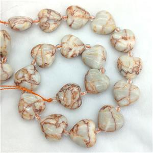 Natural Red Silk Jasper Heart Beads, approx 20mm