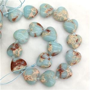 Blue Synthetic Imperial Jasper Heart Beads, approx 20mm