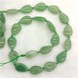 Natural Green Aventurine Teardrop Beads, approx 13-18mm