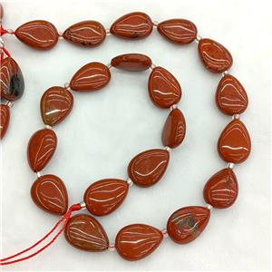 Natural Red Jasper Teardrop Beads, approx 13-18mm