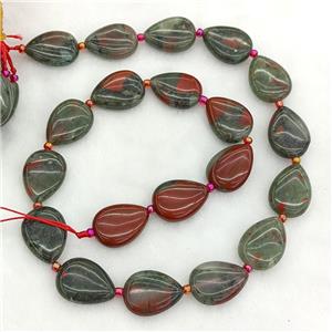 Natural African Bloodstone Teardrop Beads, approx 13-18mm