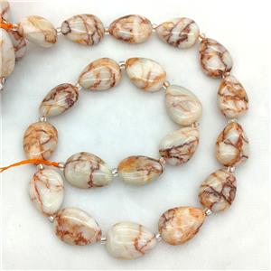 Natural Red Silk Jasper Teardrop Beads, approx 13-18mm