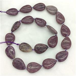 Natural Chinese Lepidolite Teardrop Beads Purple Dye, approx 13-18mm