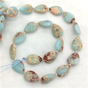 Blue Synthetic Imperial Jasper Teardrop Beads, approx 13-18mm