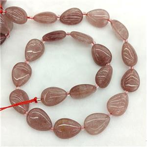 Natural Pink Strawberry Quartz Teardrop Beads, approx 13-18mm