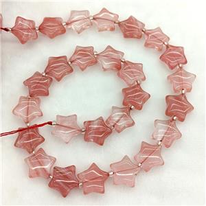 Pink Synthetic Quartz Star Beads, approx 15mm