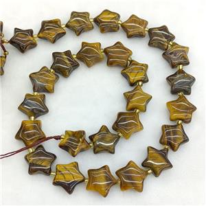 Natural Tiger Eye Stone Star Beads, approx 15mm