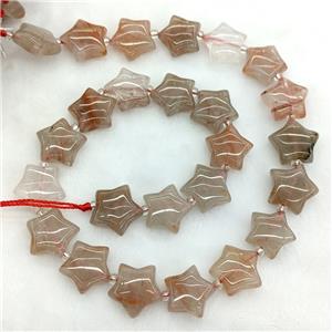 Natural Hematoid Quartz Star Beads, approx 15mm