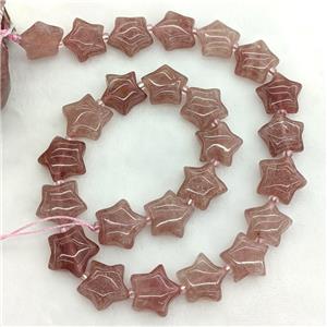 Natural Pink Strawberry Quartz Star Beads, approx 15mm