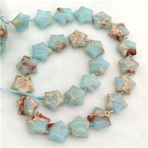 Blue Synthetic Imperial Jasper Star Beads, approx 15mm