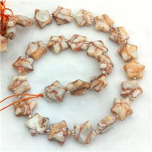 Natural Red Silk Jasper Star Beads, approx 15mm