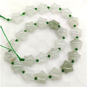 Natural Chinese Nephrite Jade Star Beads, approx 15mm