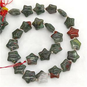 Natural African Bloodstone Star Beads, approx 15mm