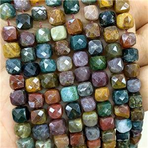 Natural Ocean Agate Beads Faceted Cube, approx 6-8mm
