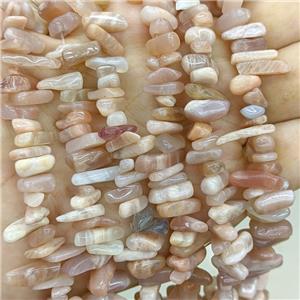 Natural Peach Sunstone Chips Beads Freeform Topdrilled, approx 5-16mm