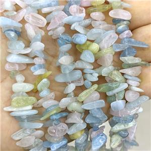Natural Morganite Chips Beads Freeform Topdrilled Multicolor, approx 5-16mm