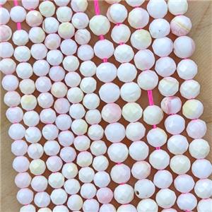 Natural Pink Queen Shell Beads Faceted Round, approx 3mm