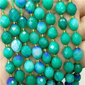 Green Dye Jade Beads Faceted Rice, approx 8-10mm