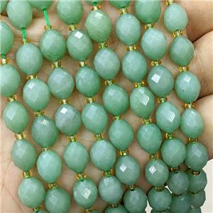 Jade Beads Faceted Rice Green Dye, approx 8-10mm