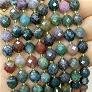 Natural Indian Agate Beads Multicolor Faceted Rice, approx 8-10mm