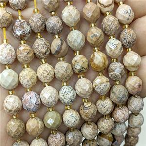 Natural Picture Jasper Beads Faceted Rice, approx 8-10mm