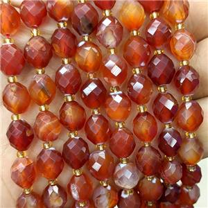 Natural Agate Beads Red Dye Faceted Rice, approx 8-10mm