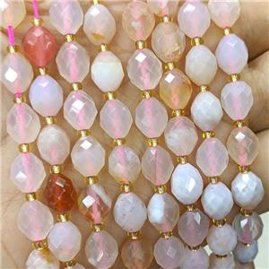 Natural Sakura Agate Beads Pink Faceted Rice, approx 8-10mm