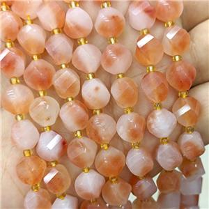 Orange Jade Twist Beads Dye, approx 9-10mm
