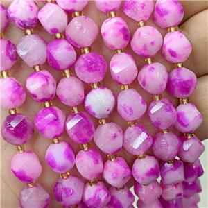 Hotpink Jade Twist Beads Dye, approx 9-10mm