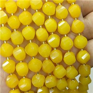 Jade Twist Beads Yellow Dye, approx 9-10mm