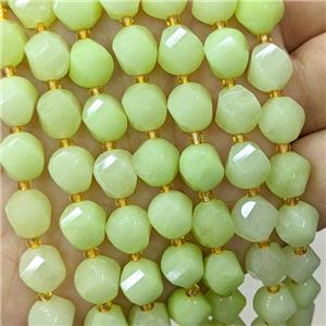 Jade Twist Beads Green Dye, approx 9-10mm
