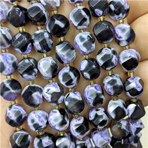 Purple Fire Agate Twist Beads Dye, approx 9-10mm