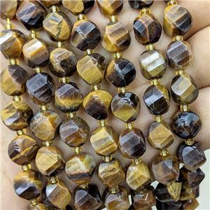 Natural Tiger Eye Stone Twist Beads, approx 9-10mm