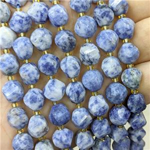 Blue Dalmatian Jasper Twist Beads, approx 9-10mm