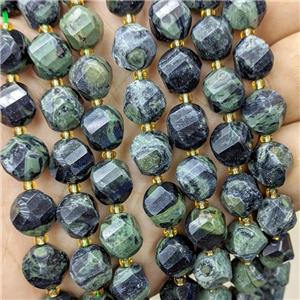 Natural Green Kambaba Jasper Twist Beads, approx 9-10mm