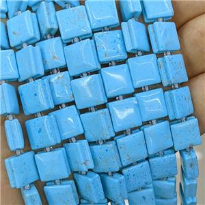 Blue Dye Howlite Turquoise Square Beads, approx 10mm