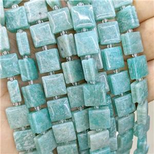 Natural Green Amazonite Square Beads, approx 10mm