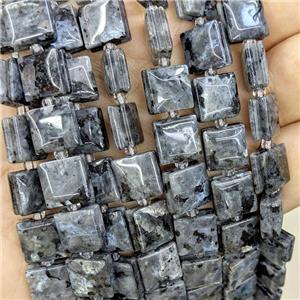 Natural Black Labradorite Square Beads, approx 10mm