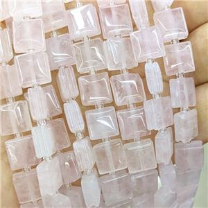 Natural Pink Rose Quartz Square Beads, approx 10mm