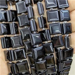 Natural Black Obsidian Square Beads, approx 10mm