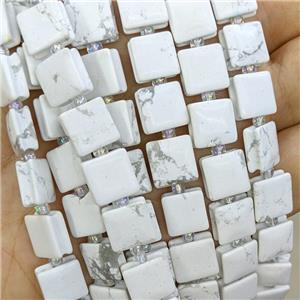 Natural White Howlite Turquoise Square Beads, approx 10mm