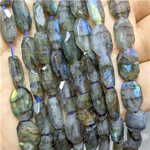 Natural Labradorite Beads Faceted Rectangle, approx 9-13mm