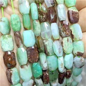 Natural Green Australian Chrysoprase Beads Faceted Rectangle, approx 9-13mm