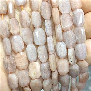 Natural Peach Sunstone Beads Faceted Rectangle, approx 9-13mm