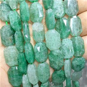 Natural Green Strawberry Beads Faceted Rectangle, approx 12-16mm