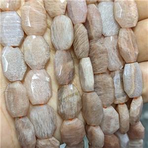 Natural Peach Sunstone Beads Faceted Rectangle, approx 12-16mm