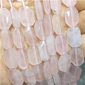 Natural Pink Rose Quartz Beads Faceted Rectangle, approx 12-16mm