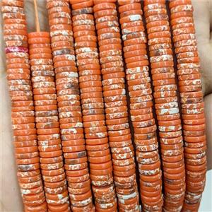 Orange Imperial Jasper Heishi Space Beads Dye, approx 1x6mm