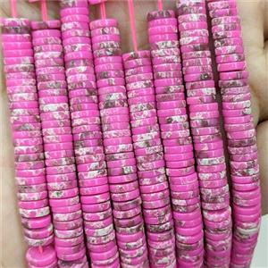Hotpink Imperial Jasper Heishi Beads Dye, approx 1x6mm