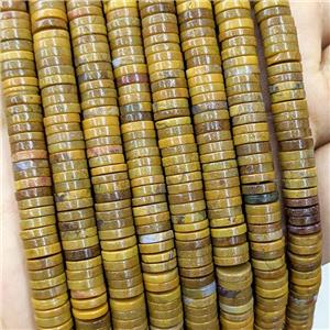 Natural Yellow Ocean Agate Heishi Spacer Beads, approx 1x6mm